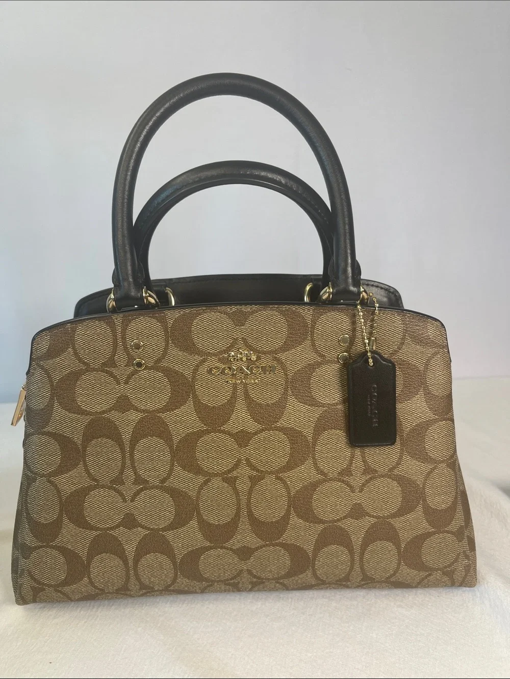 Coach K2079-91494 Mini Lillie Carryall Signature Canvas Satchel Crossbody Khaki